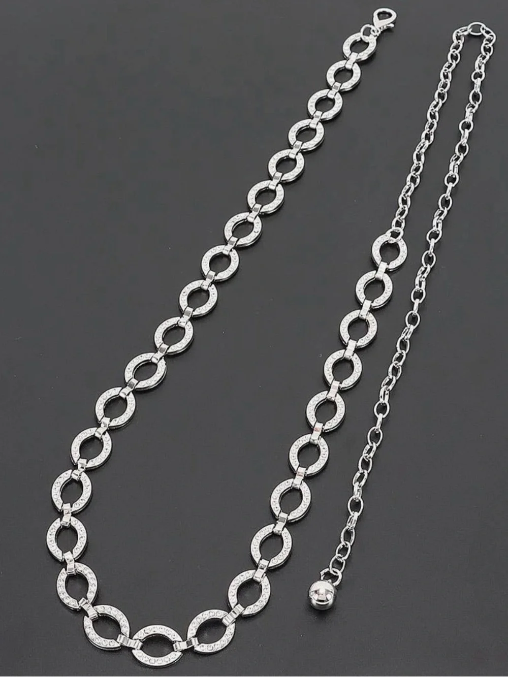 Silver Rhinestone Chain Belt